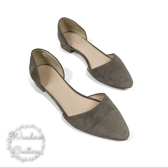 grey suede pointed flats